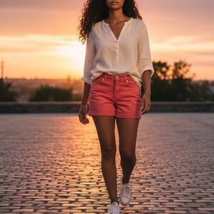 GAP Coral Pink Denim Short‎ with Metal Zip